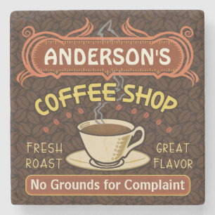 Coffee shop med muggen skapar din egna personlig stenunderlägg