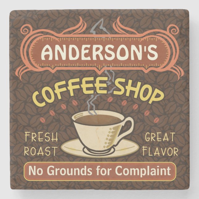 Coffee shop med muggen skapar din egna personlig stenunderlägg (Framsidan)