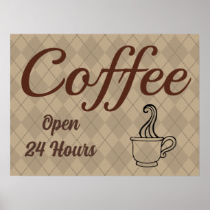 Coffee Shop-Middagen Poster signaturteckning