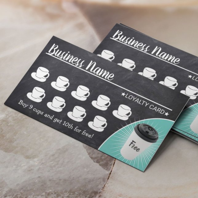 Coffee Shop Rustic Chalkboard 10 Kopp Loyalty Lojalitetskort (Skapare uppladdad)