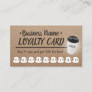 Coffee Shop Rustic Kraft Customer Loyalty Lojalitetskort