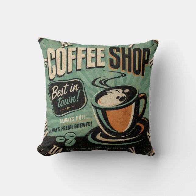 Coffee Shop Vintage Kudde (Framsida)