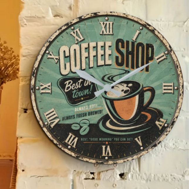 Coffee Shop Vintage Stor Klocka (Skapare uppladdad)