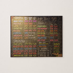 Coffee shopmeny - 8x10 - 110 PC Pussel