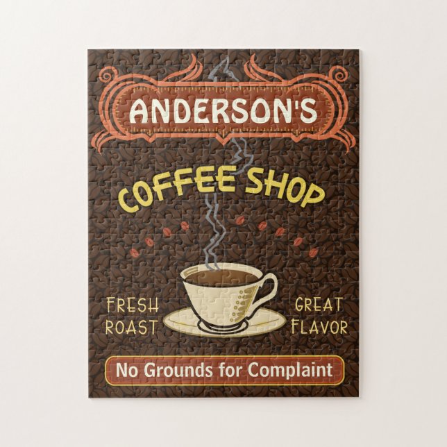 Coffee shopmuggen skapar din egna personligbrunt pussel (Vertikal)