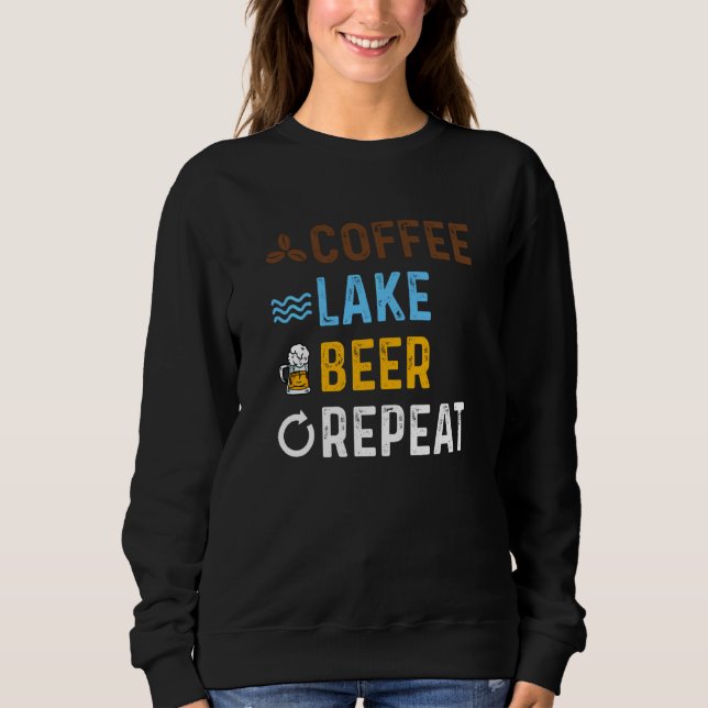 Coffee Sjö Beer Repeat Lakefront Living T Shirt (Framsida)
