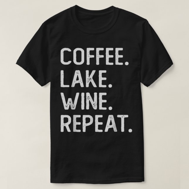 Coffee Sjö Vin Repeat Funny Sjö Life Vin Kaffe T Shirt (Design framsida)