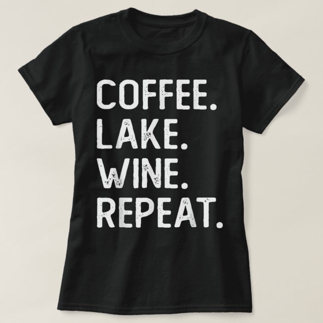 Coffee Sjö Vin Repeat Funny Sjö Life Vin Kaffe T Shirt (Design framsida)