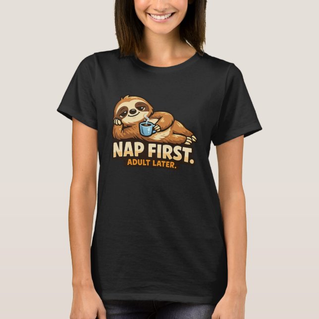 Coffee Sloth - Critter Kingdom T Shirt (Framsida)