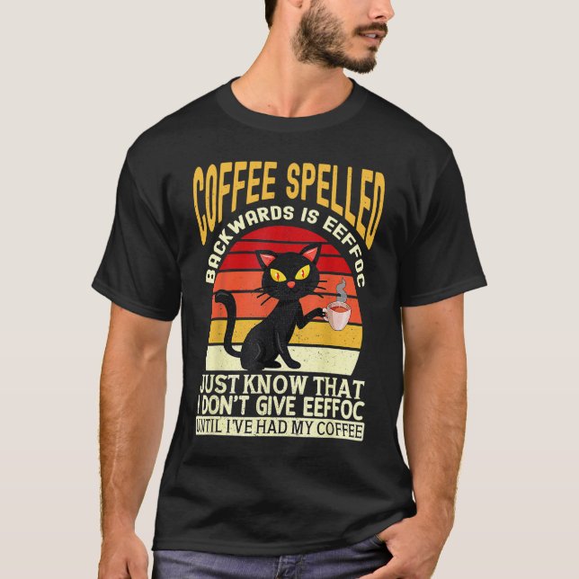 Coffee spelled backwards is eeffoc drinker Barista T Shirt (Framsida)