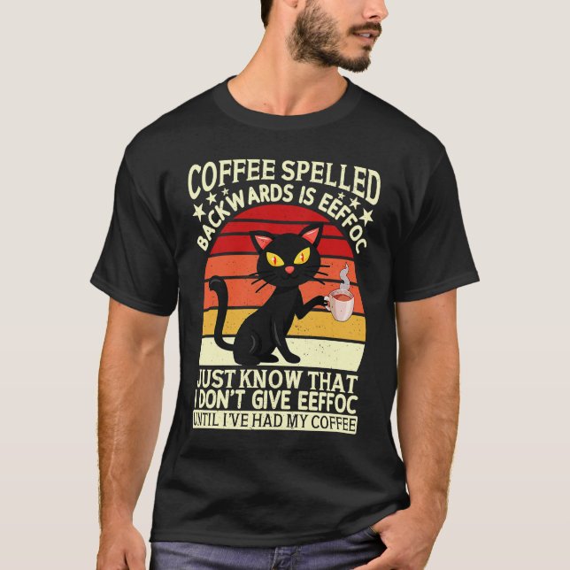 Coffee spelled backwards is eeffoc drinker Barista T Shirt (Framsida)