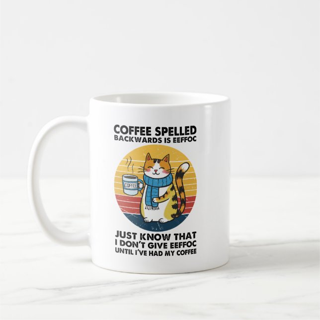 Coffee Spelled Backwards Is EEFFOC – Funny Caffein Kaffemugg (Vänster)