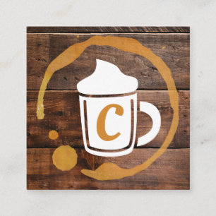 Coffee Stain Kaffe Shop Barista Wood Trim Fyrkantigt Visitkort