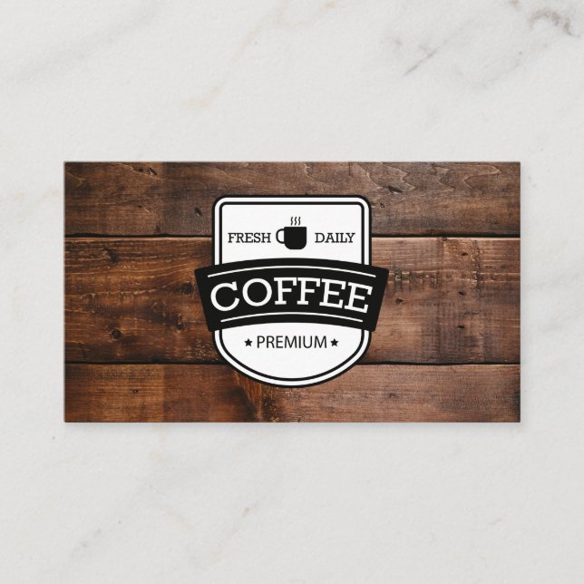 Coffee Stain | Kaffe Shop Barista Wood Trim Visitkort (Framsida)