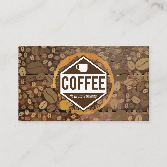 Coffee Stain | Kaffe Shop Barista Wood Trim Visitkort (Framsida)