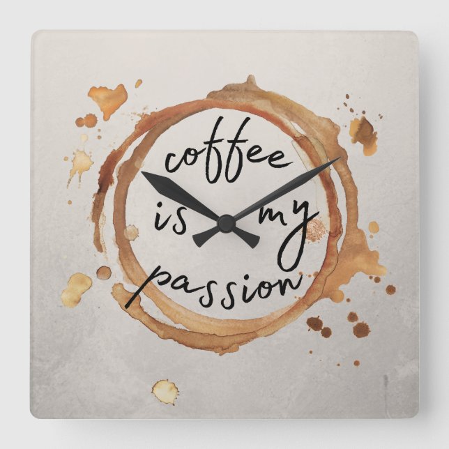 coffee stains fyrkantig klocka (Framsida)