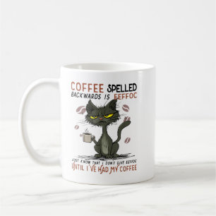 COFFEE-stavade bakåt är EEFFOC Cat Drinking Co. Kaffemugg
