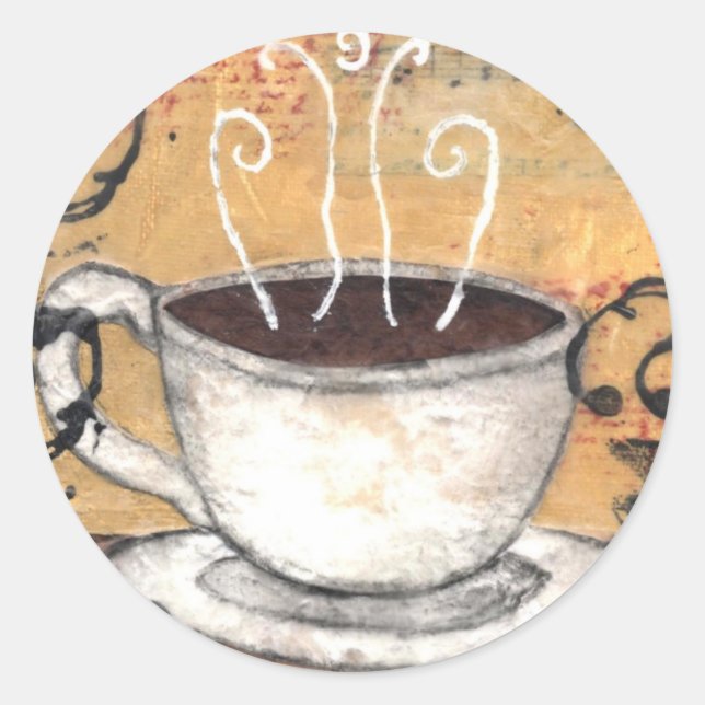 Coffee Sticker Runt Klistermärke (Framsida)