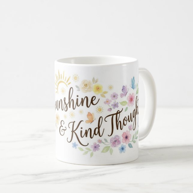 Coffee Sunshine Kind Thoughts Floral Wrap Mug Kaffemugg (Framsida höger)