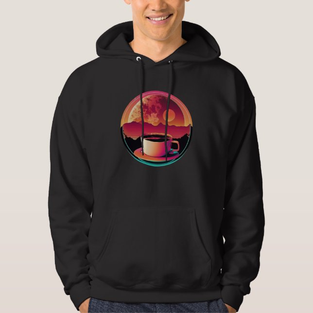 Coffee Synthwave 80s Retrowave Aesthetic  1 Hoodie (Framsida)
