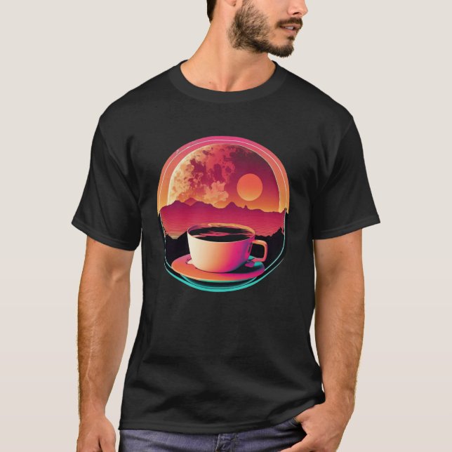 Coffee Synthwave 80s Retrowave Aesthetic  1 T Shirt (Framsida)