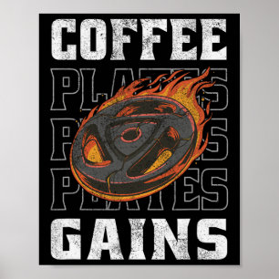 Coffee Tallrikar Gains Gym Outfit Weightlift Worko Poster