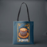 Coffee Tarot Tygkasse<br><div class="desc">En konstnärlig illustrerad kaffelivsstil mörk turkos tarot tote bag. För din favoritbarista eller vän. En underbar gåva till ett kaffe älskare.</div>