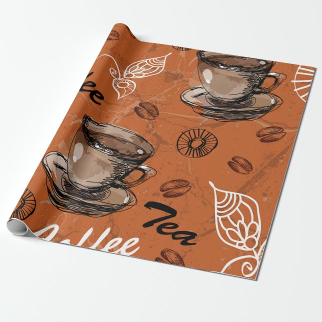 Coffee Tea Älskare Presentpapper (Utrullad)