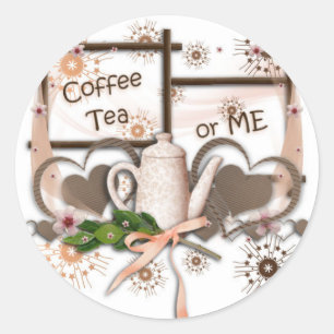 Coffee Tea eller Me Runt Klistermärke