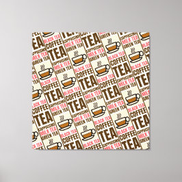COFFEE TEA MÖNSTER, härdat Kanvastryck