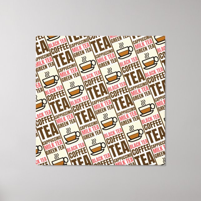 COFFEE TEA MÖNSTER, härdat Kanvastryck (Framsida)