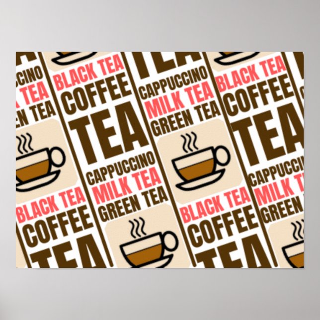 COFFEE TEA mönster Poster (Framsidan)