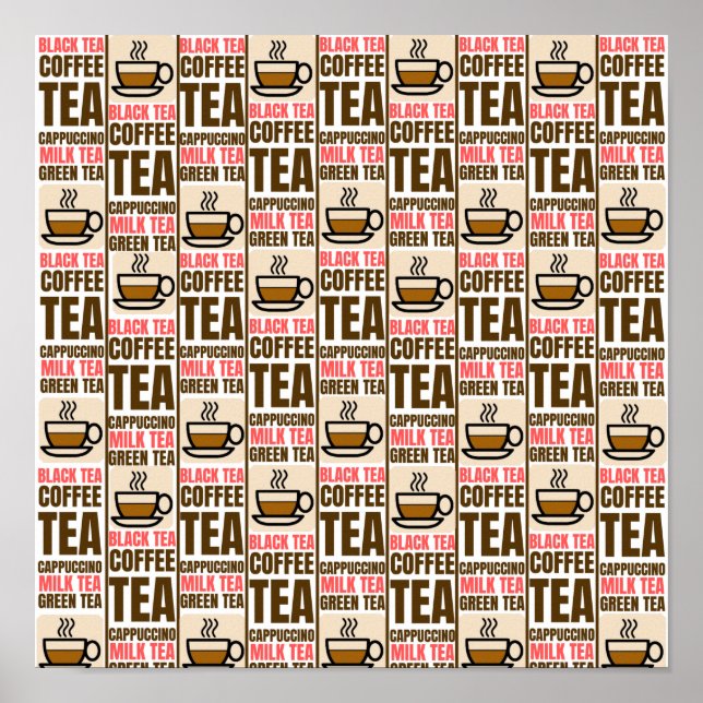 COFFEE TEA mönster Poster (Framsidan)