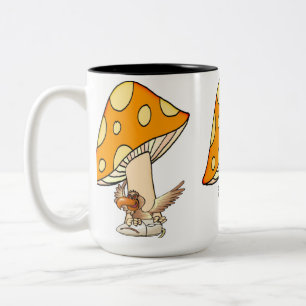 Coffee Tea Mugg, Mushroom Bird Två-Tonad Mugg
