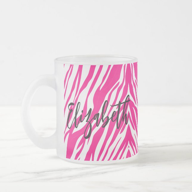 Coffee Tea Mugg, Shock rosa Leopard Frostad Glasmugg (Vänster)