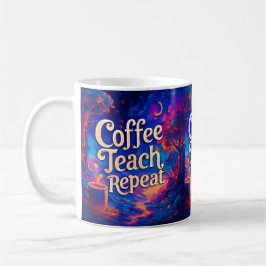 Coffee Teach Repeat Mugg - Fullt Wrap Teacher Gift