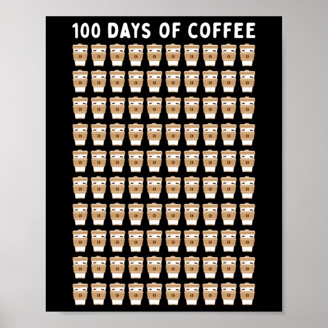 Coffee Teacher 100 Kaffe koppar 100 Day School Poster (Framsidan)