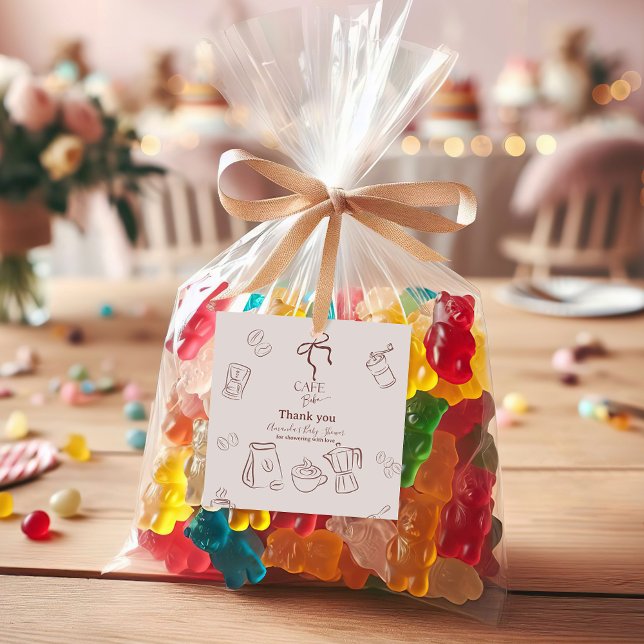 Coffee Theme Beige Cafe Bebe Brewing Baby Shower Gåvor Etiketter (Skapare uppladdad)