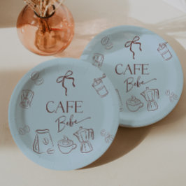 Coffee Theme Blue Bow Cafe Bebe Boy Baby Shower