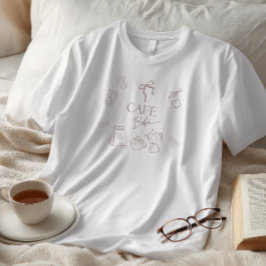 Coffee Theme Cafe Bebe Brewing Bow Baby Shower T Shirt