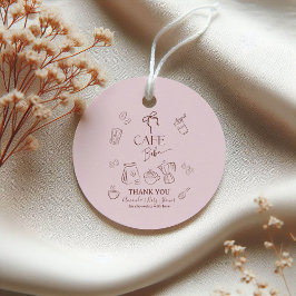 Coffee Theme Pink Bow Cafe Bebe Girl Baby Shower Gåvor Etiketter