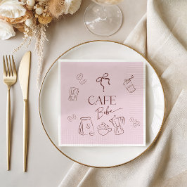 Coffee Theme Pink Bow Cafe Bebe Girl Baby Shower Pappersservett