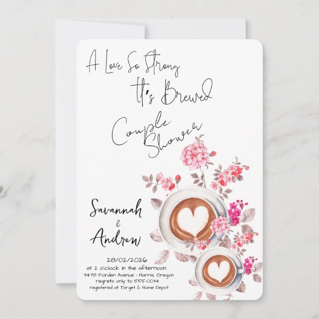 Coffee Themed Couple Shower Invitation Inbjudningar (Framsida)