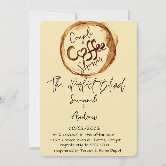Coffee Themed Couple Shower Invitation Inbjudningar (Framsida)