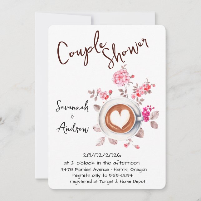 Coffee Themed Couple Shower Invitation Inbjudningar (Framsida)