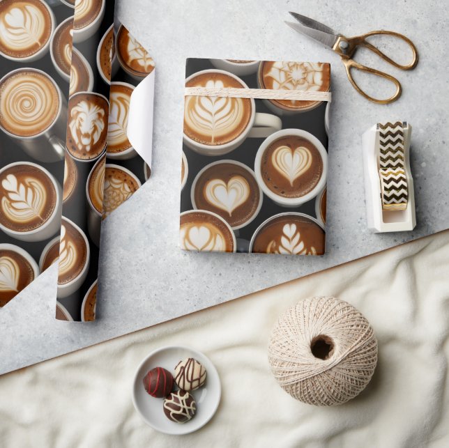 Coffee Themed Wrapping Paper Presentpapper (Hantverk)