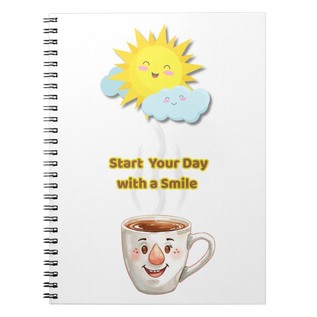 Coffee Time – Cute Smiling Cup Anteckningsbok (Framsidan)