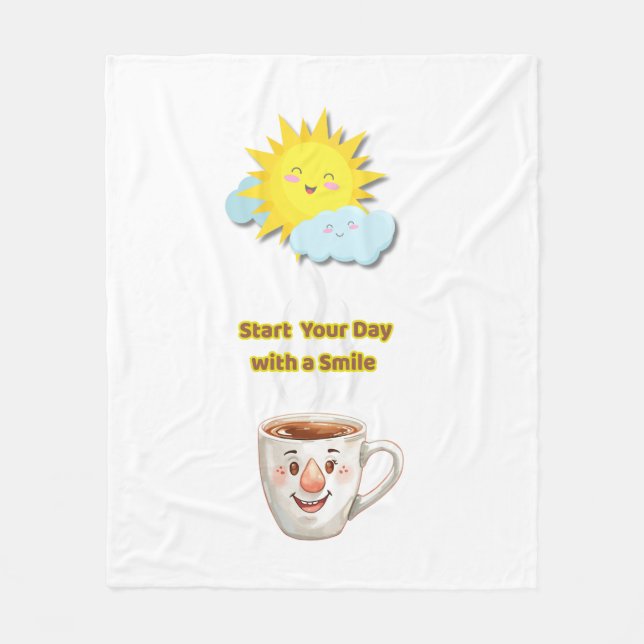 Coffee Time – Cute Smiling Cup Fleecefilt (Framsidan)