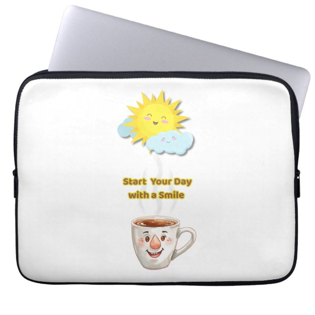 Coffee Time – Cute Smiling Cup Laptop Fodral (Framsidan)