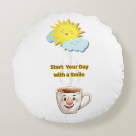 Coffee Time – Cute Smiling Cup Rund Kudde